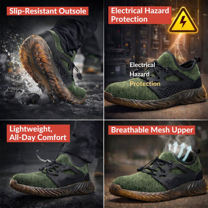 Breathable Slip-Resistant Steel Toe Work Shoes
