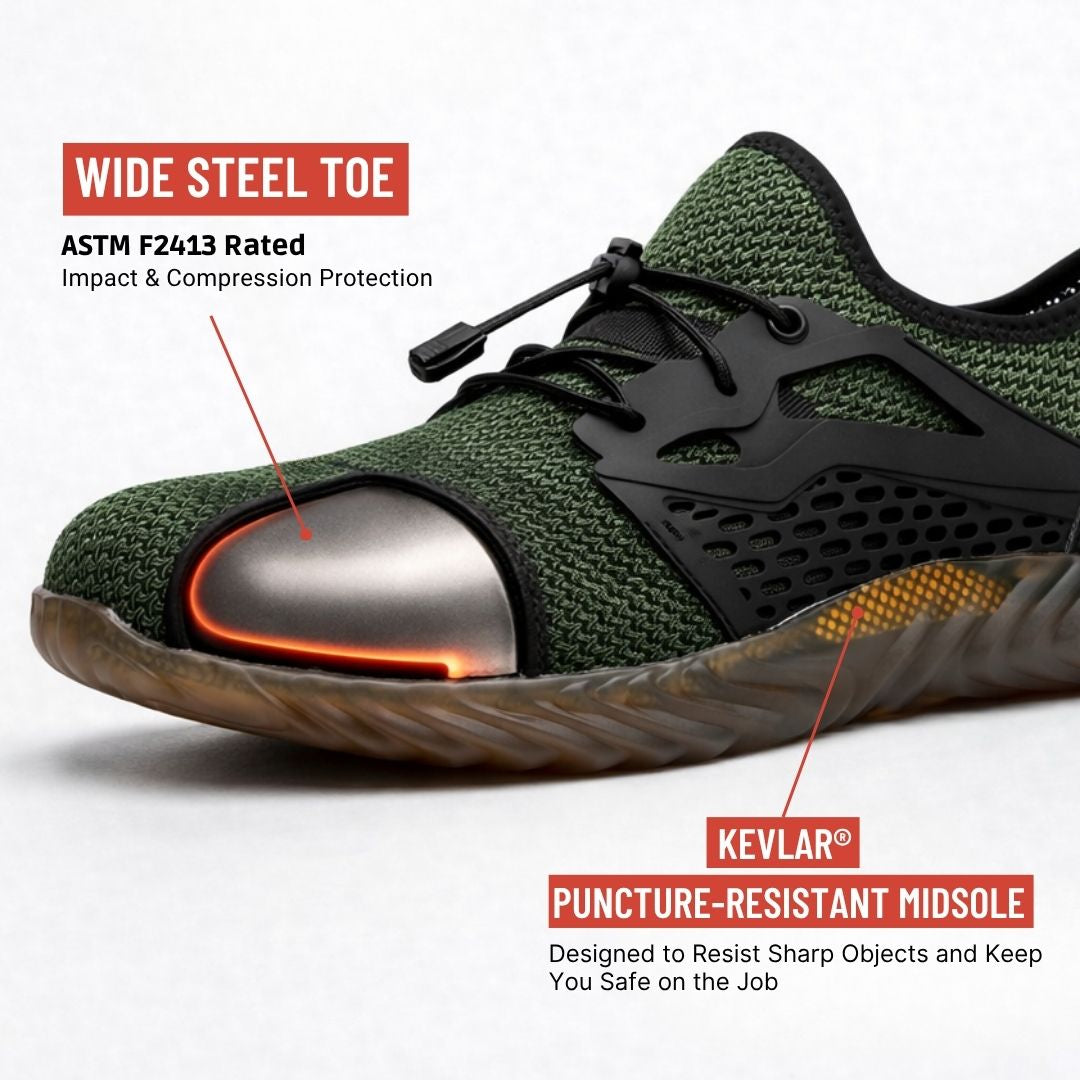 Breathable Slip-Resistant Steel Toe Work Shoes
