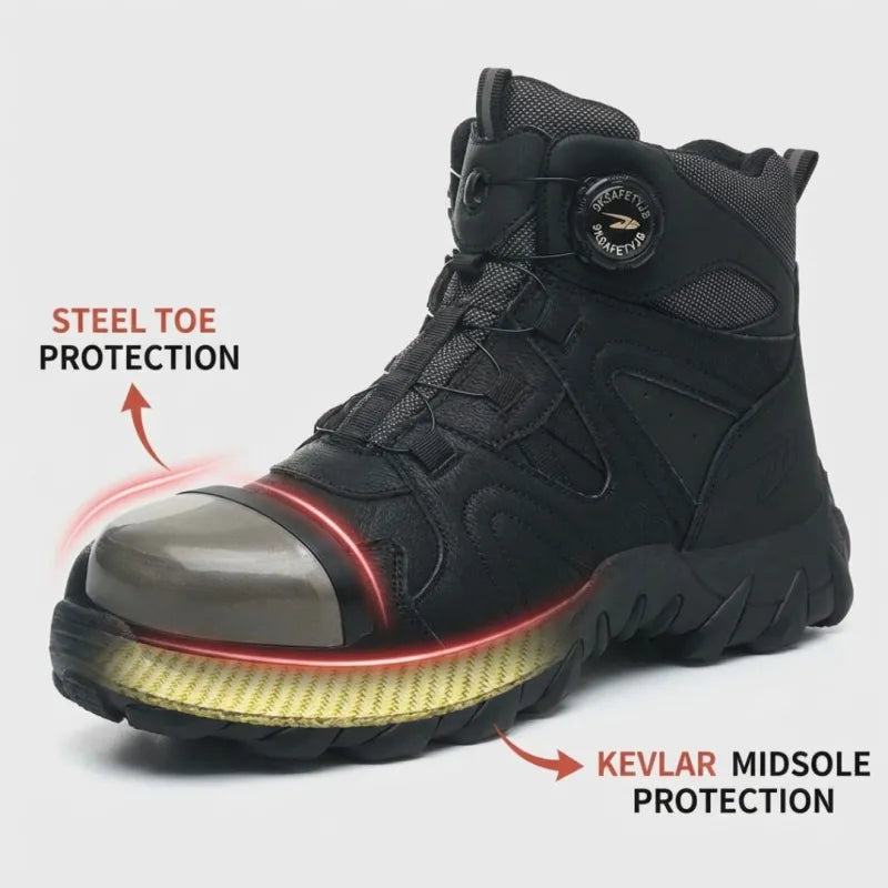 Dial-Lacing Non-Slip Steel Toe Boots