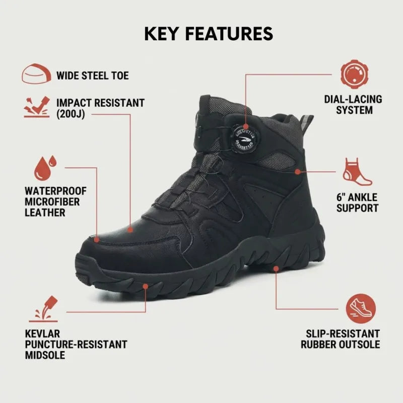 Dial-Lacing Non-Slip Steel Toe Boots