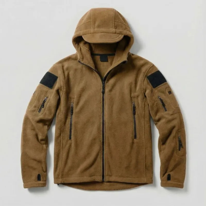 Hooded Fleece Jacket - Brown Khaki / S