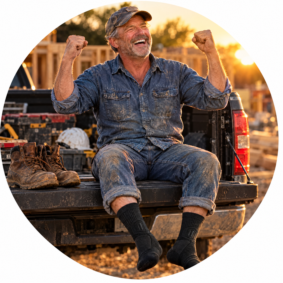 Dave, a MASON VIP Club member, celebrating on his truck tailgate