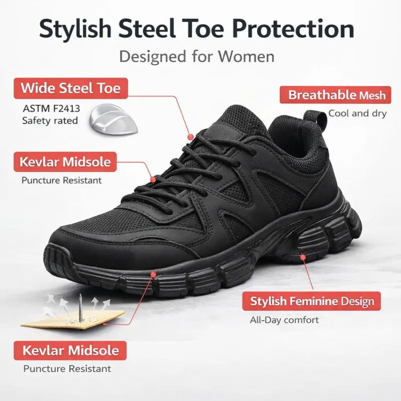 Women’s Stylish Comfortable Steel Toe Shoes