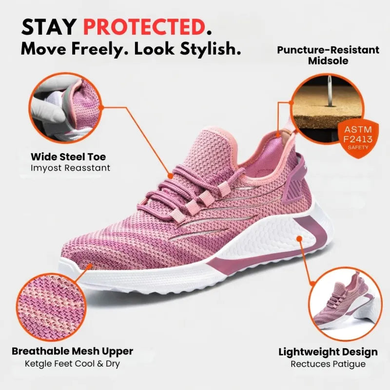 Women’s Stylish Lightweight Steel Toe Sneakers
