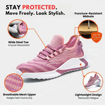 Women’s Stylish Lightweight Steel Toe Sneakers